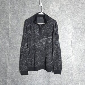 St. Croix Quarter Zip Sweater Mens L Grey Black Wool Made in USA Space‎ Dye Knit